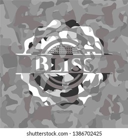 Bliss grey camo emblem. Vector Illustration.