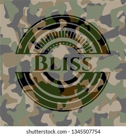 Bliss written on a camo texture