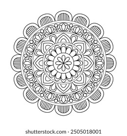 Blissful Balance elegance mandala coloring book . Easy Mandala Coloring Book Pages for Adults to Relax, Experiences Give Relief. Resizeable Vector File