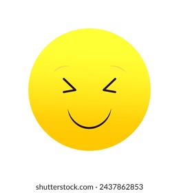 Blissful emoji, content smile. Cheerful yellow face. Radiant joy expression. Vector illustration. EPS 10.