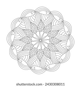 Blissful Ethnic Mandala Coloring Book Page for kdp Book Interior. Peaceful Petals, Ability to Relax, Brain Experiences, Harmonious Haven, Peaceful Portraits, Blossoming Beauty mandala design.