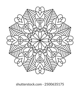 Blissful ethnic mandala coloring book page. Easy Mandala Coloring Book Pages for Adults to Relax, Experiences Give Relief. Resizeable Vector File