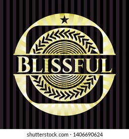 Blissful gold shiny emblem. Vector Illustration. Detailed.