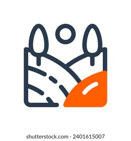 Blissful Meadow Vector Icon Illustration for Open Field Tranquility
