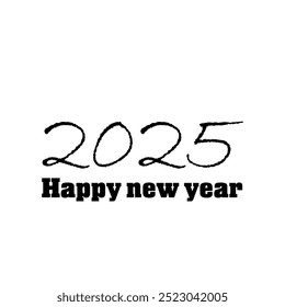 Blissful New Year 2025 text plan. Front of business journal for 2025 with wishes. Leaflet plan format, card, flag. Vector representation. Disconnected on white foundation. 