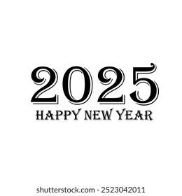 Blissful New Year 2025 text plan. Front of business journal for 2025 with wishes. Leaflet plan format, card, flag. Vector representation. Disconnected on white foundation. 