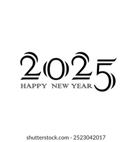 Blissful New Year 2025 text plan. Front of business journal for 2025 with wishes. Leaflet plan format, card, flag. Vector representation. Disconnected on white foundation. 