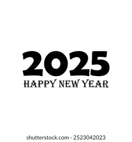 Blissful New Year 2025 text plan. Front of business journal for 2025 with wishes. Leaflet plan format, card, flag. Vector representation. Disconnected on white foundation. 