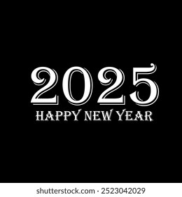 Blissful New Year 2025 text plan. Front of business journal for 2025 with wishes. Leaflet plan format, card, flag. Vector representation. Disconnected on white foundation. 