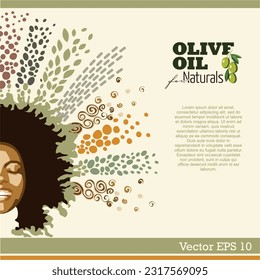 Blissful radiant beautiful black woman face label for cosmetic and wellness products