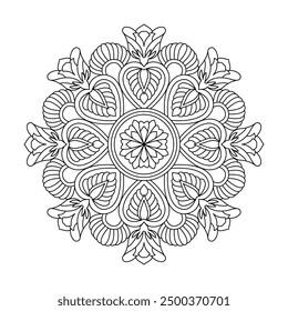 Blissful swirling bliss mandala coloring book page. Easy Mandala Coloring Book Pages for Adults to Relax, Experiences Give Relief. Resizeable Vector File