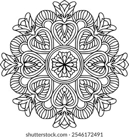 Blissful swirling bliss mandala coloring book page.