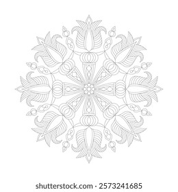 Blissful swirling mandala coloring book page for Kids. Easy Mandala Coloring Book Pages for Adults to Relax, Experiences Give Relief. Resizeable Vector File