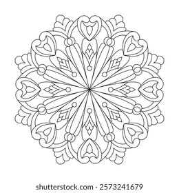 Blissful Whirl mandala coloring book page for Kids. Easy Mandala Coloring Book Pages for Adults to Relax, Experiences Give Relief. Resizeable Vector File