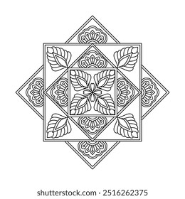 Blissful Whorls mandala coloring book page. Easy Mandala Coloring Book Pages for Adults to Relax, Experiences Give Relief. Resizeable Vector File