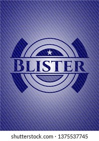 Blister badge with denim background
