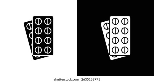 Blister drug pack icon symbols. Vector illustration.