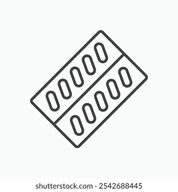 Blister drug pack icon in thin black lines