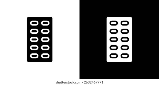 Blister drug pack icon Vector in flat style. Collection silhouettes