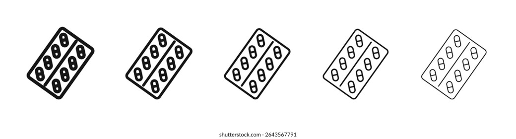 Blister drug pack icon vector outline set illustration sign