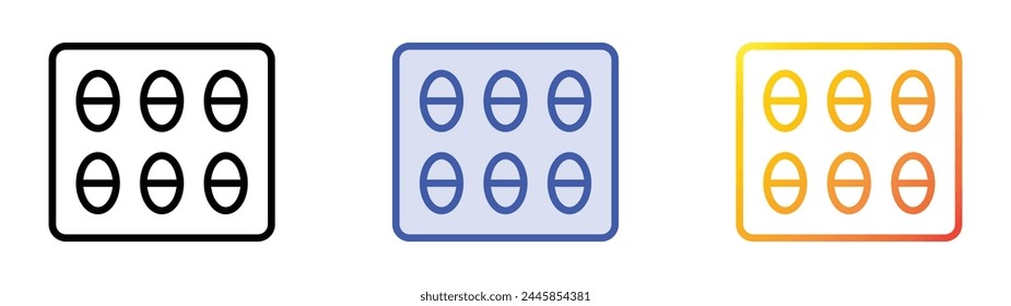 blister icon. Linear, Blue Fill and Gradient Style Design Isolated On White Background