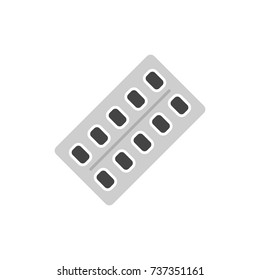 Blister medication pack flat icon with long shadow. Vector Illustration.