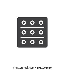 Blister of medication pills vector icon. filled flat sign for mobile concept and web design. Medical Tablets simple solid icon. Symbol, logo illustration. Pixel perfect vector graphics
