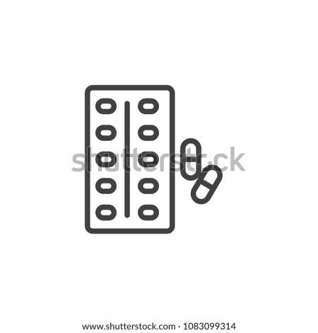 Blister pack and capsule outline icon. linear style sign for mobile concept and web design. Medicine drug simple line vector icon. Symbol, logo illustration. Pixel perfect vector graphics