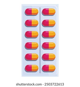 Blister pack containing red and yellow pills for treatment of diseases