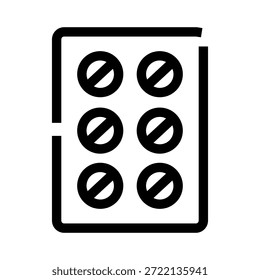 Blister pack containing six pills, each marked with a forbidden symbol, depicting medicine restrictions and prohibited drugs within healthcare regulations