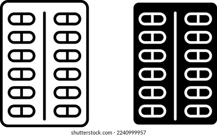 Plantilla de diseño de ilustración de material vectorial de icono de Blister pack. Trazo editable..eps
