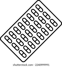 Blister pack icon vector stock illustration design template. Editable stroke.