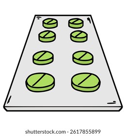 blister pack illustration hand drawn isolated vector