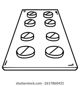 blister pack illustration hand drawn outline vector