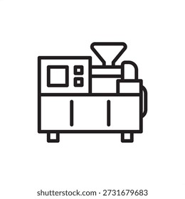 Ícone da máquina de embalagem blister. Embalagem farmacêutica e termoformagem automatizada, representa encapsulamento de dose unitária, eficiência da cadeia de fornecimento médico, formação de cavidades de PVC e sistemas de vedação industrial
