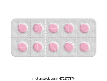 Blister pack of pills. Icons of flat tablets. Symbol pharmacy. Vector illustration icon isolated on white background. Medicine