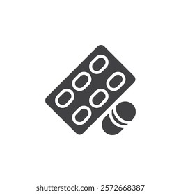 A blister pack of pills vector icon. filled flat sign for mobile concept and web design. Painkiller Tablets glyph icon. Pharmacy symbol, logo illustration. Vector graphics