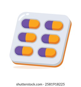 A blister pack with tablets or capsules for medication.