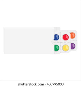 Blister packaging natural suppelements and vitamins concept vector illustration.