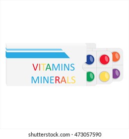 Blister packaging natural supplements and vitamins concept vector illustration.