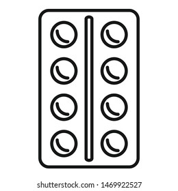Blister pill icon. Outline blister pill vector icon for web design isolated on white background