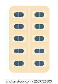 Blister with pills in a flat style.
