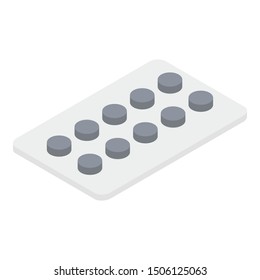 Blister with pills icon. Isometric of blister with pills vector icon for web design isolated on white background