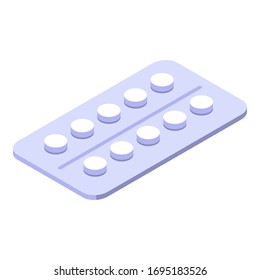 Blister pills icon. Isometric of blister pills vector icon for web design isolated on white background