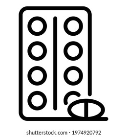Blister with pills icon. Outline blister with pills vector icon for web design isolated on white background