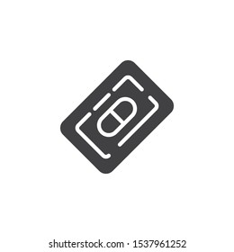Blister with pills, tablets vector icon. filled flat sign for mobile concept and web design. Medicine blister pack glyph icon. Symbol, logo illustration. Vector graphics