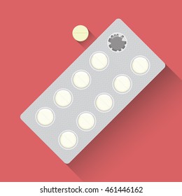  Blister of Pills vector flat design.