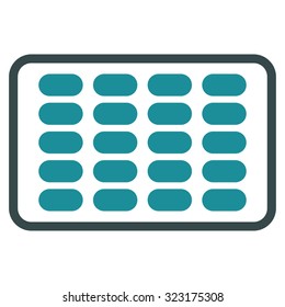 Blister vector icon. Style is bicolor flat symbol, soft blue colors, rounded angles, white background.