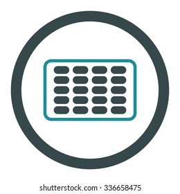 Blister vector icon. Style is bicolor flat rounded symbol, soft blue colors, rounded angles, white background.