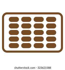 Blister vector icon. Style is flat symbol, brown color, rounded angles, white background.